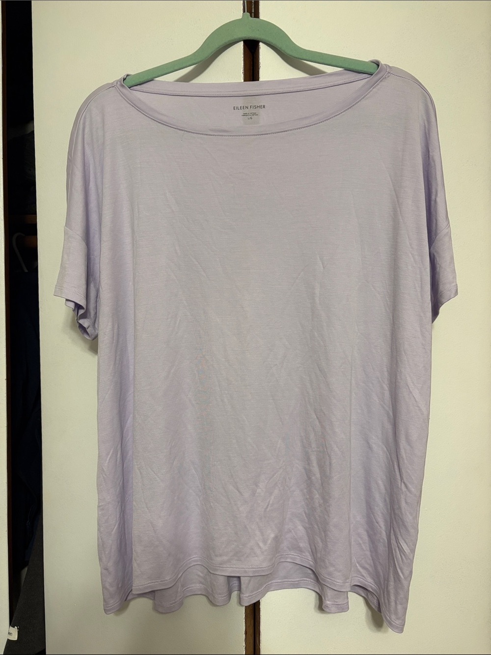 Eileen Fisher Light Lavender Short-Sleeve Scoop-Neck Tee